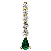 14K Yellow Gold Graduated Diamond and Pear Emerald Drop Pendant