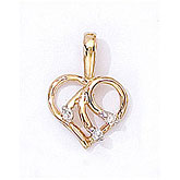14K Yellow Gold Diamond Heart Pendant