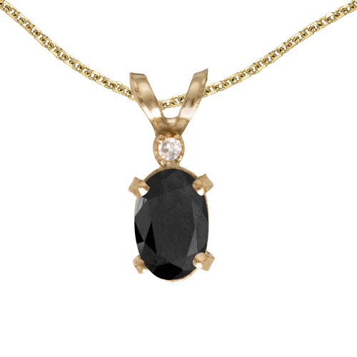 14k Yellow Gold Oval Onyx And Diamond Filagree Pendant