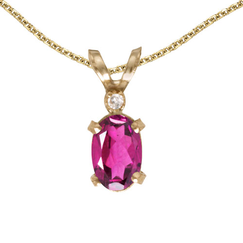 14k Yellow Gold Oval Pink Topaz And Diamond Filagree Pendant