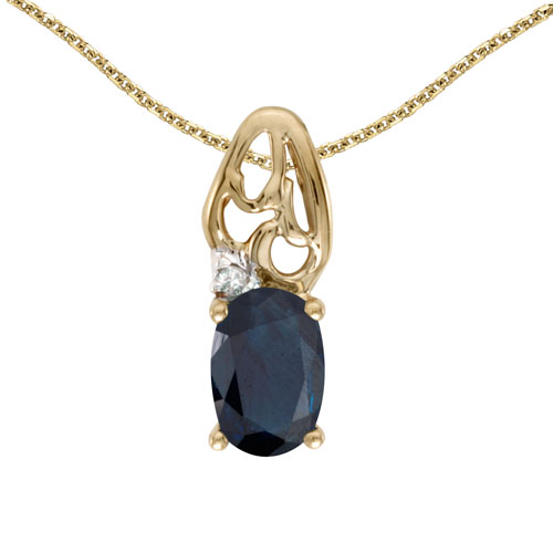 14k Yellow Gold Oval Garnet And Diamond Pendant
