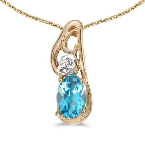 14k Yellow Gold Oval Garnet And Diamond Pendant