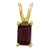 14K Yellow Gold Emerald Cut Garnet Pendant