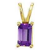 14K Yellow Gold Emerald Cut Amethyst Pendant