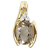 14K Yellow Gold Smoky Topaz and Diamond Horseshoe Pendant