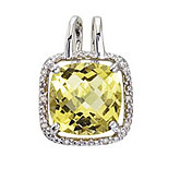 14K White Gold Lemon Quartz and Diamond Rope Pendant