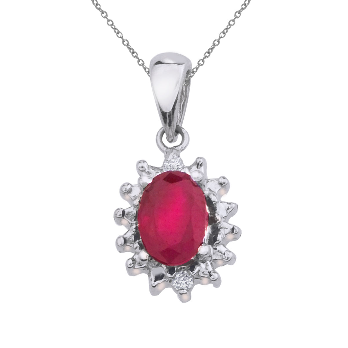 10k White Gold Ruby and Diamond Pendant