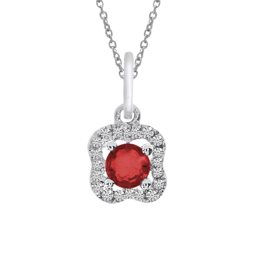 14k White Gold Ruby and Diamond Pendant