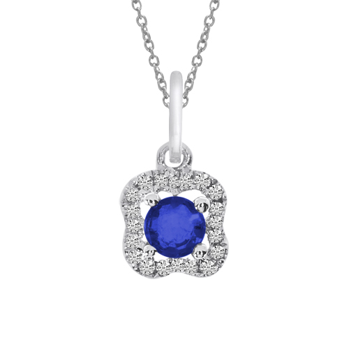 14k White Gold Sapphire and Diamond Pendant