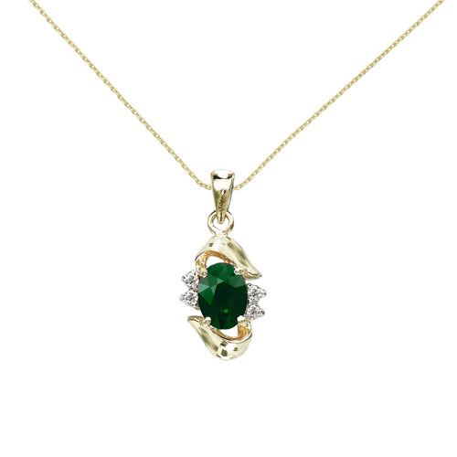 14k Yellow Gold Emerald And Diamond Pendant