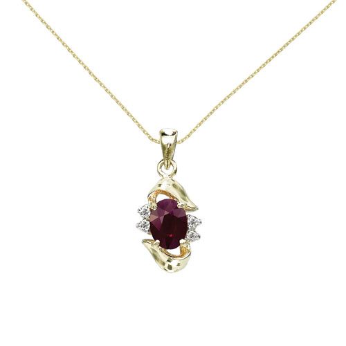 14k Yellow Gold Ruby And Diamond Pendant