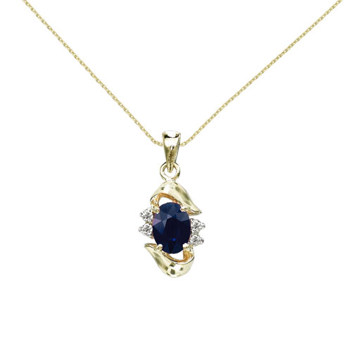 14k Yellow Gold Sapphire And Diamond Pendant