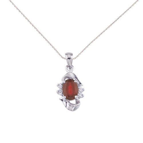 14k White Gold Ruby And Diamond Pendant