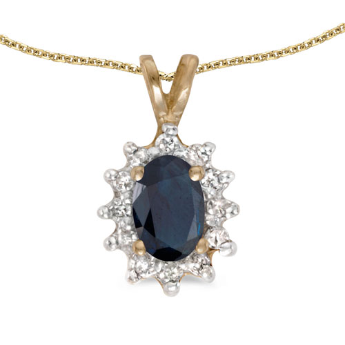 14k Yellow Gold Oval Amethyst And Diamond Pendant
