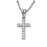 14K White Gold Diamond Cross Pendant