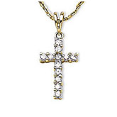 14K Yellow Gold Diamond Cross Pendant