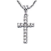 14K White Gold Diamond Cross Pendant