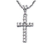 14K White Gold Diamond Cross Pendant