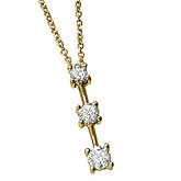 14k Yellow Gold 0.25 Ct Three Stone Diamond Pendant