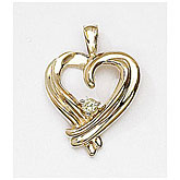 14K Yellow Gold Diamond Heart Pendant