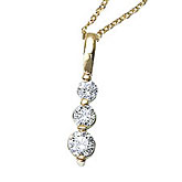 14k Yellow Gold 0.25 Ct Three Stone Diamond Pendant