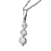 14k White Gold 0.25 Ct Three Stone Diamond Pendant