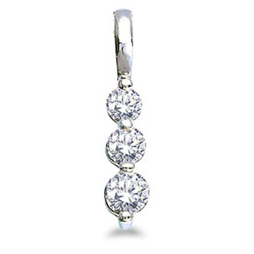 14k White Gold 0.50 Ct Three Stone Diamond Pendant