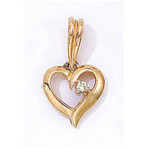 14K Yellow Gold Diamond Heart Pendant