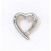 14K White Gold Diamond Heart Pendant