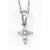 14K White Gold Diamond Cross Pendant