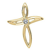 14K Yellow Gold Diamond Cross Pendant