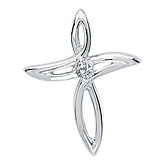 14K White Gold Diamond Cross Pendant