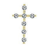 14K Yellow Gold Diamond Cross Pendant