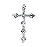 14K White Gold Diamond Cross Pendant