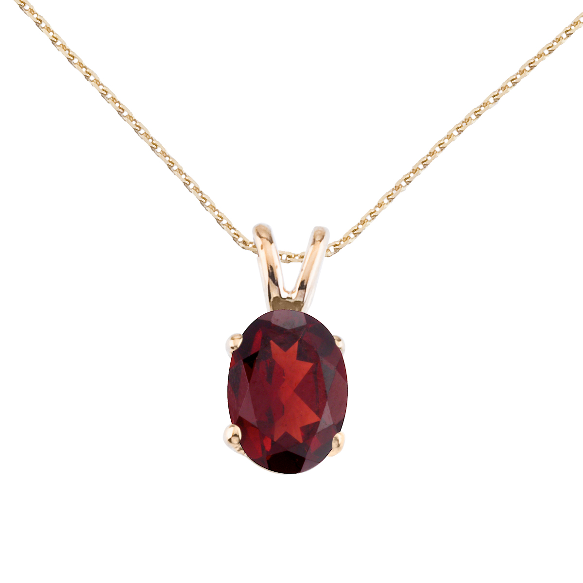14K Yellow Gold Oval Garnet Pendant