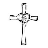 14K White Gold Diamond Cross Pendant