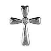 14K White Gold Diamond Cross Pendant