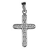 14K White Gold Diamond Cross Pendant