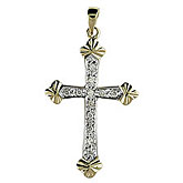 14K Yellow Gold Diamond Cross Pendant