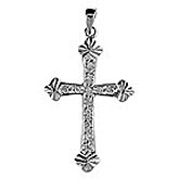 14K White Gold Diamond Cross Pendant
