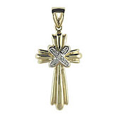 14K Yellow Gold Diamond Cross Pendant