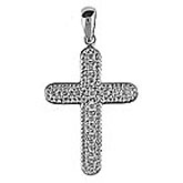 14K White Gold Diamond Cross Pendant