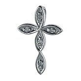 14K White Gold Diamond Cross Pendant