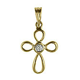 14K Yellow Gold Diamond Cross Pendant