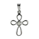 14K White Gold Diamond Cross Pendant