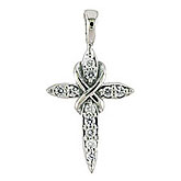14K White Gold Diamond Cross Pendant