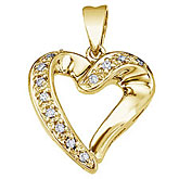 14K Yellow Gold Diamond Heart Pendant