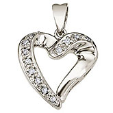 14K White Gold Diamond Heart Pendant