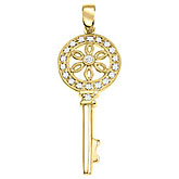 14K Yellow Gold Diamond Key Pendant