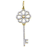 14K Yellow Gold Diamond Key Pendant